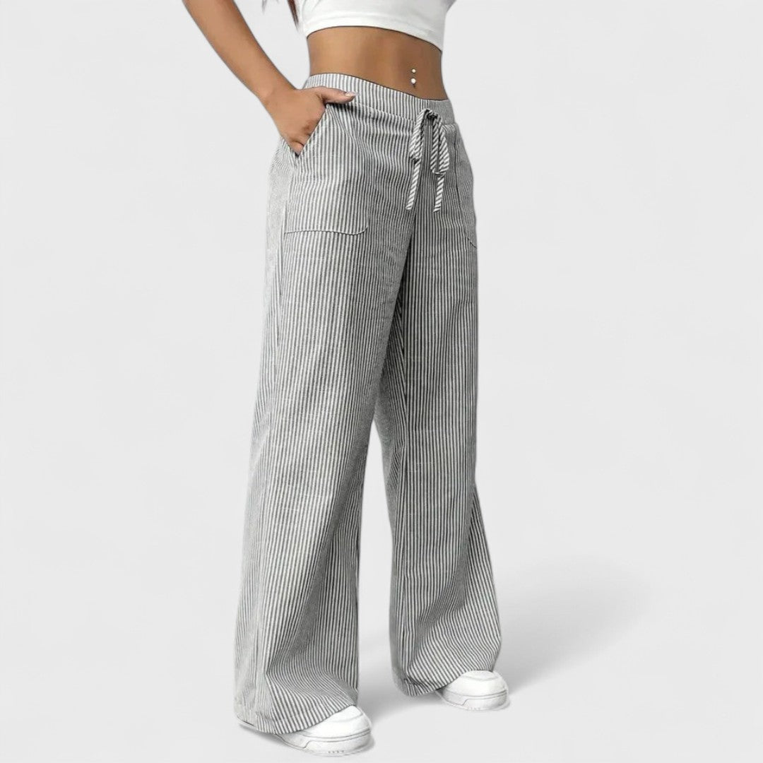 Dominique - Comodi pantaloni larghi con dettagli eleganti