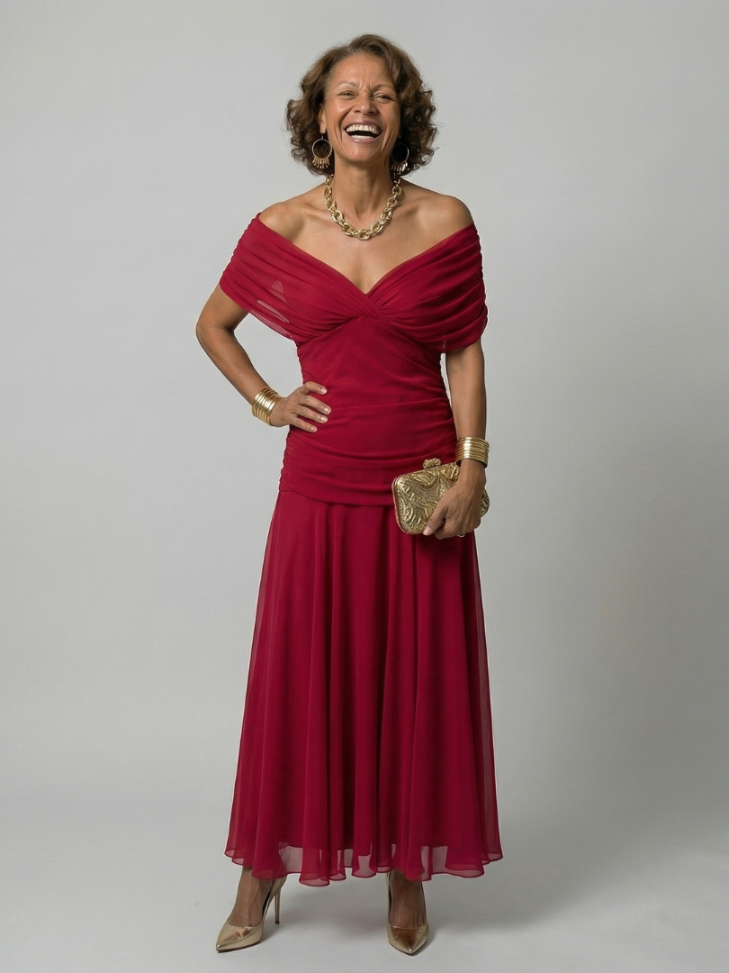 Calen | Abito Midi Off Shoulder Fluttuante