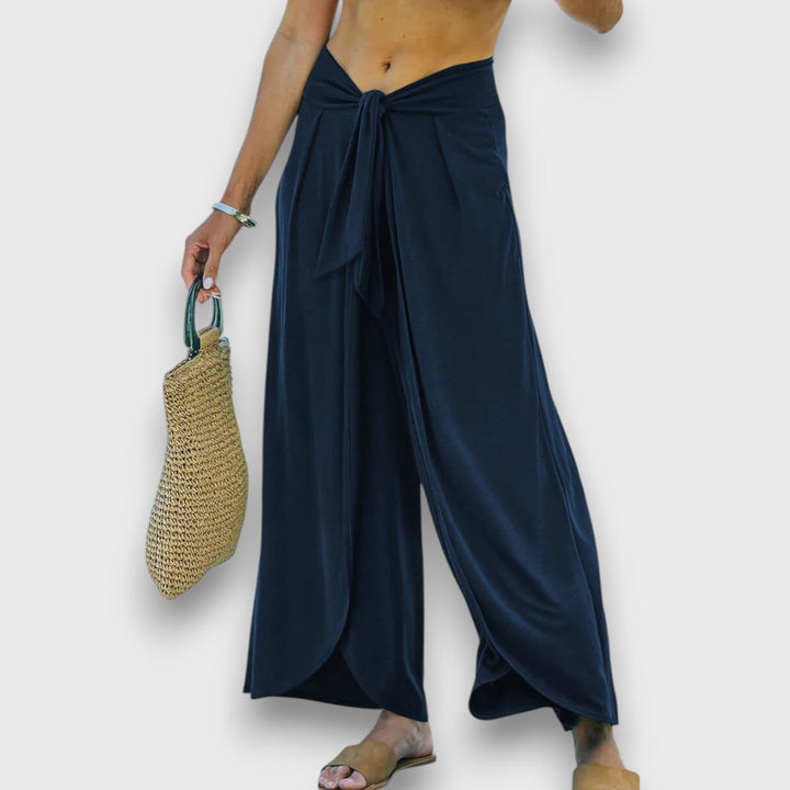 Narella – Pantaloni estivi con effetto incrociato e cintura da annodare