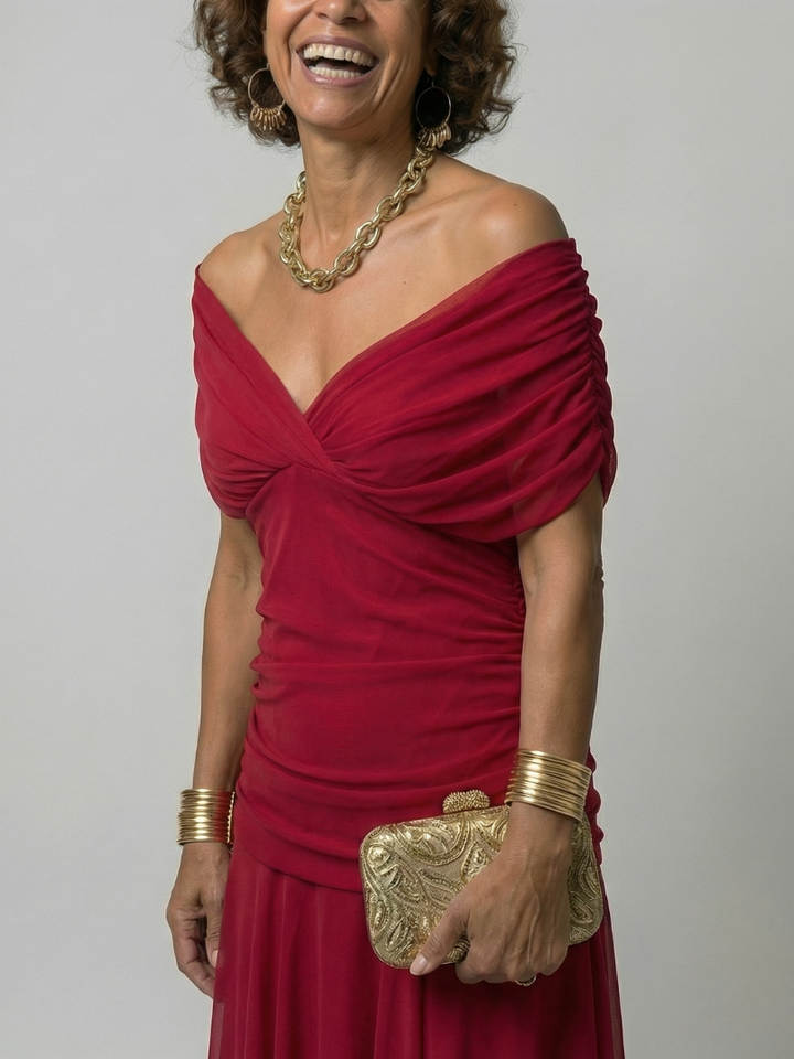 Calen | Abito Midi Off Shoulder Fluttuante