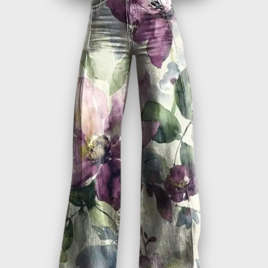 Maribel – Jeans a gamba larga con impressione floreale