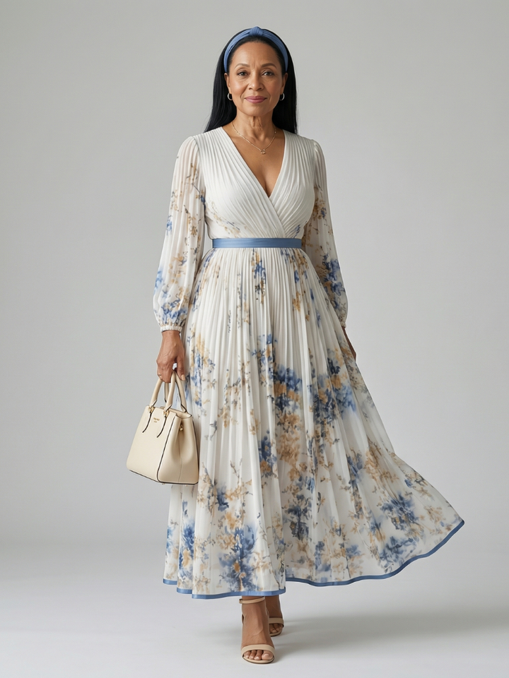 Rielle | Abito Midi Plissettato a Portafoglio