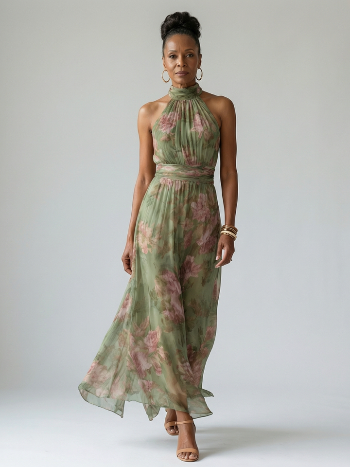 Mirelle | Abito Midi con Scollo Halter Arricciato