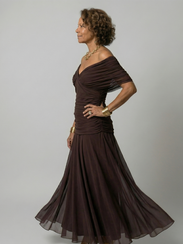 Calen | Abito Midi Off Shoulder Fluttuante