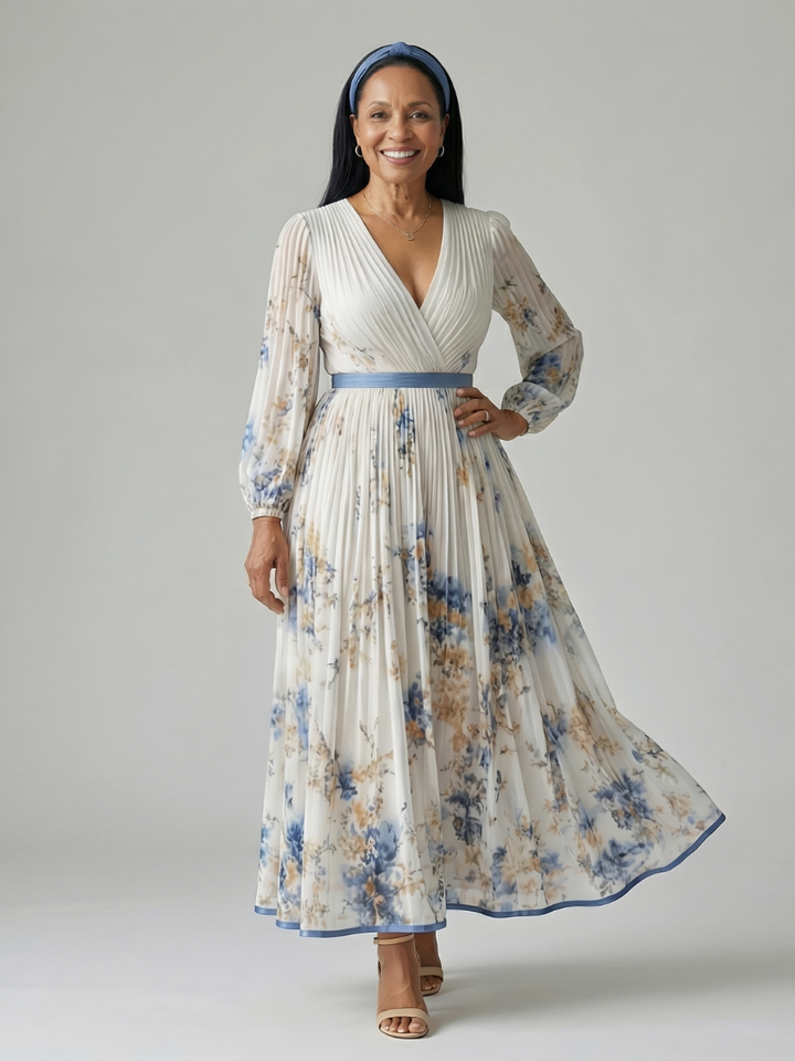 Rielle | Abito Midi Plissettato a Portafoglio