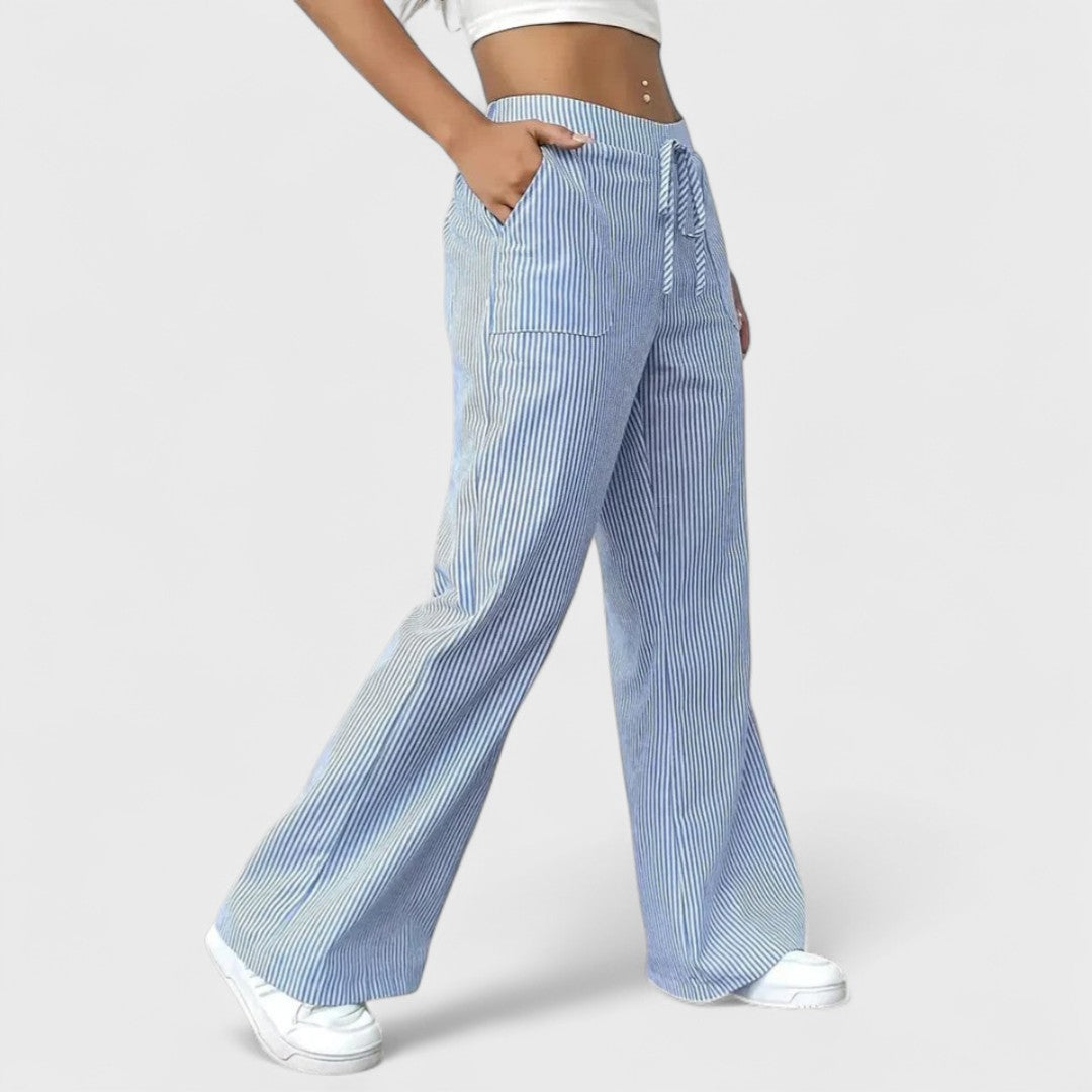 Dominique - Comodi pantaloni larghi con dettagli eleganti