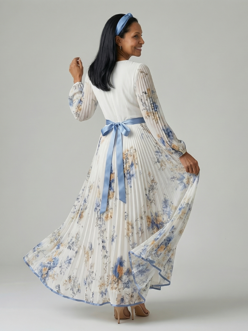 Rielle | Abito Midi Plissettato a Portafoglio