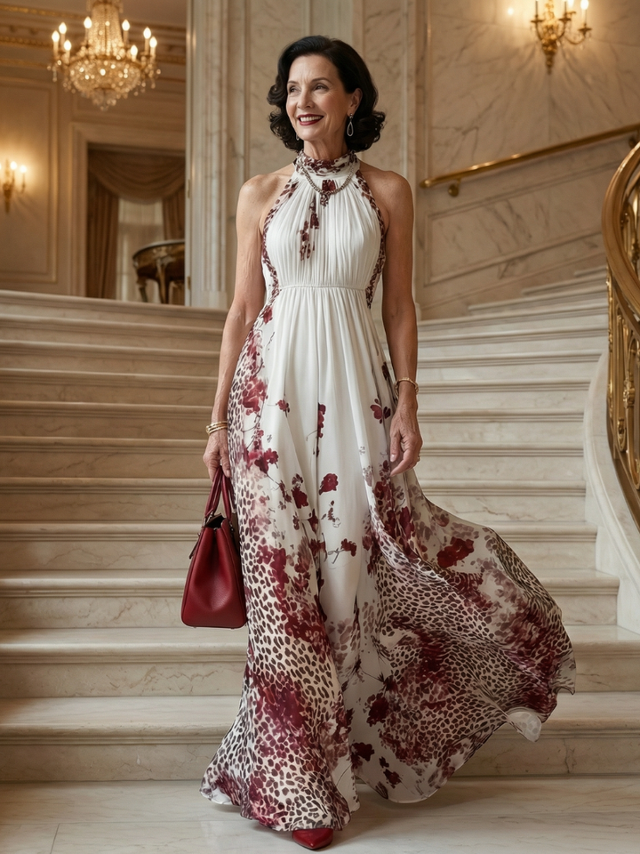 Orlune | Vestito Maxi Pieghettato Bianco