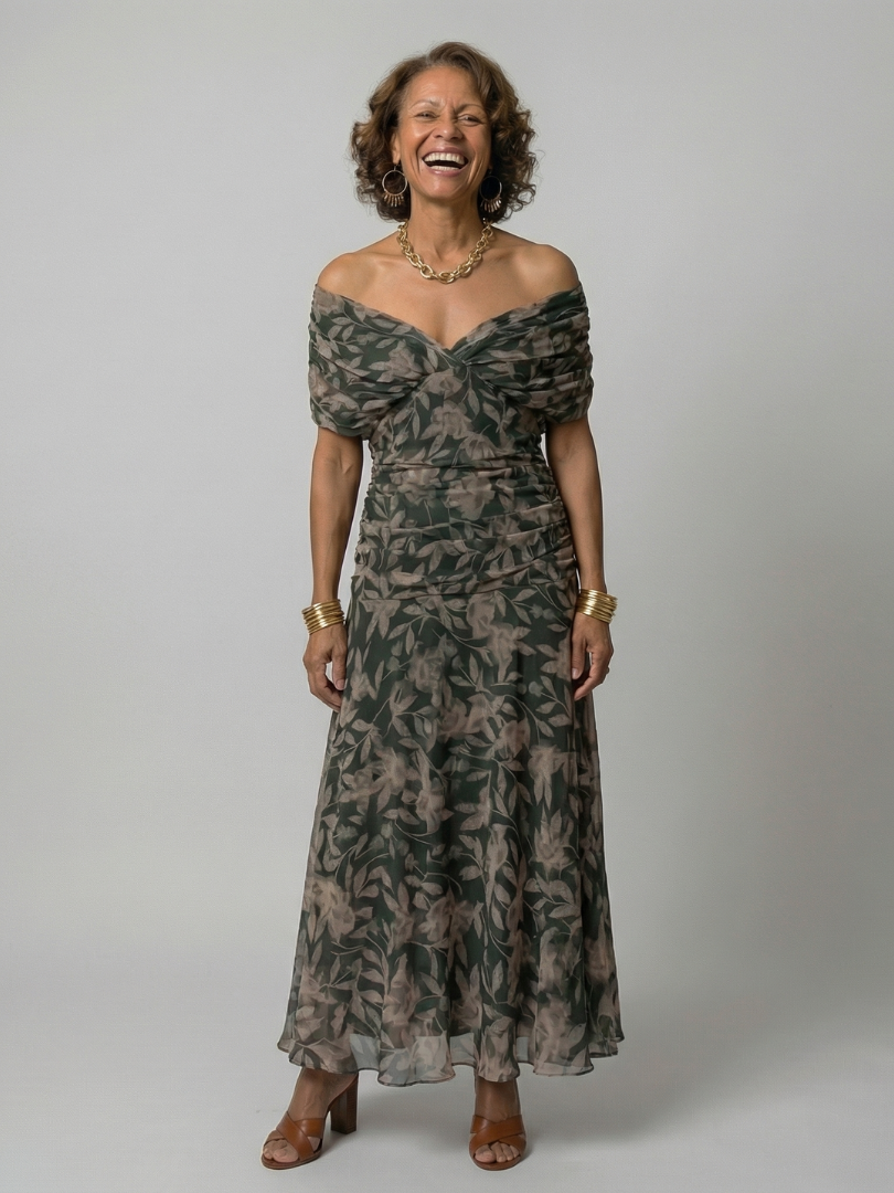 Calen | Abito Midi Off Shoulder Fluttuante