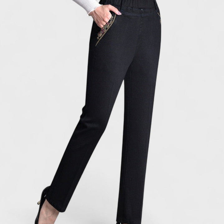 Elisa - Jeans da donna con tasche laterali e vita elastica